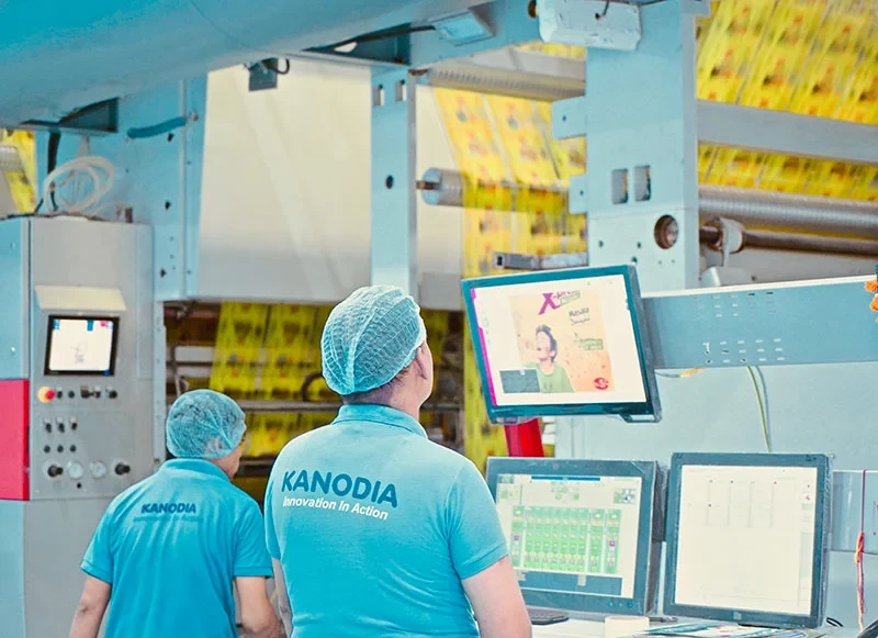 Kanodia Technoplast packaging production line with two operators