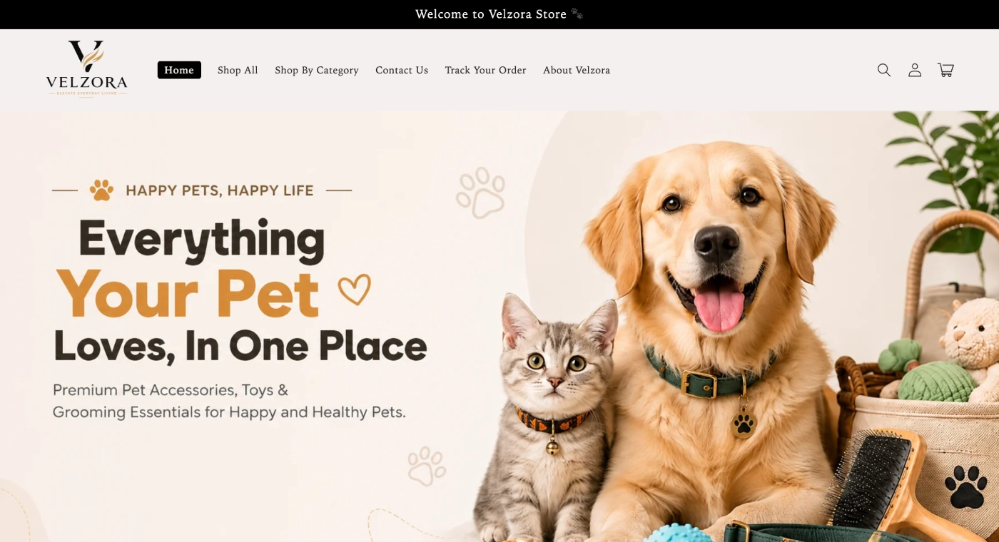 Velzora Shopify store built by Conceptial Media