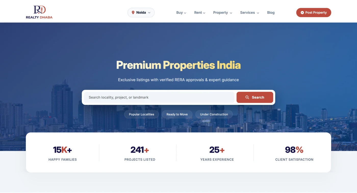 RealtyDhaba real-estate web application built by Conceptial Media