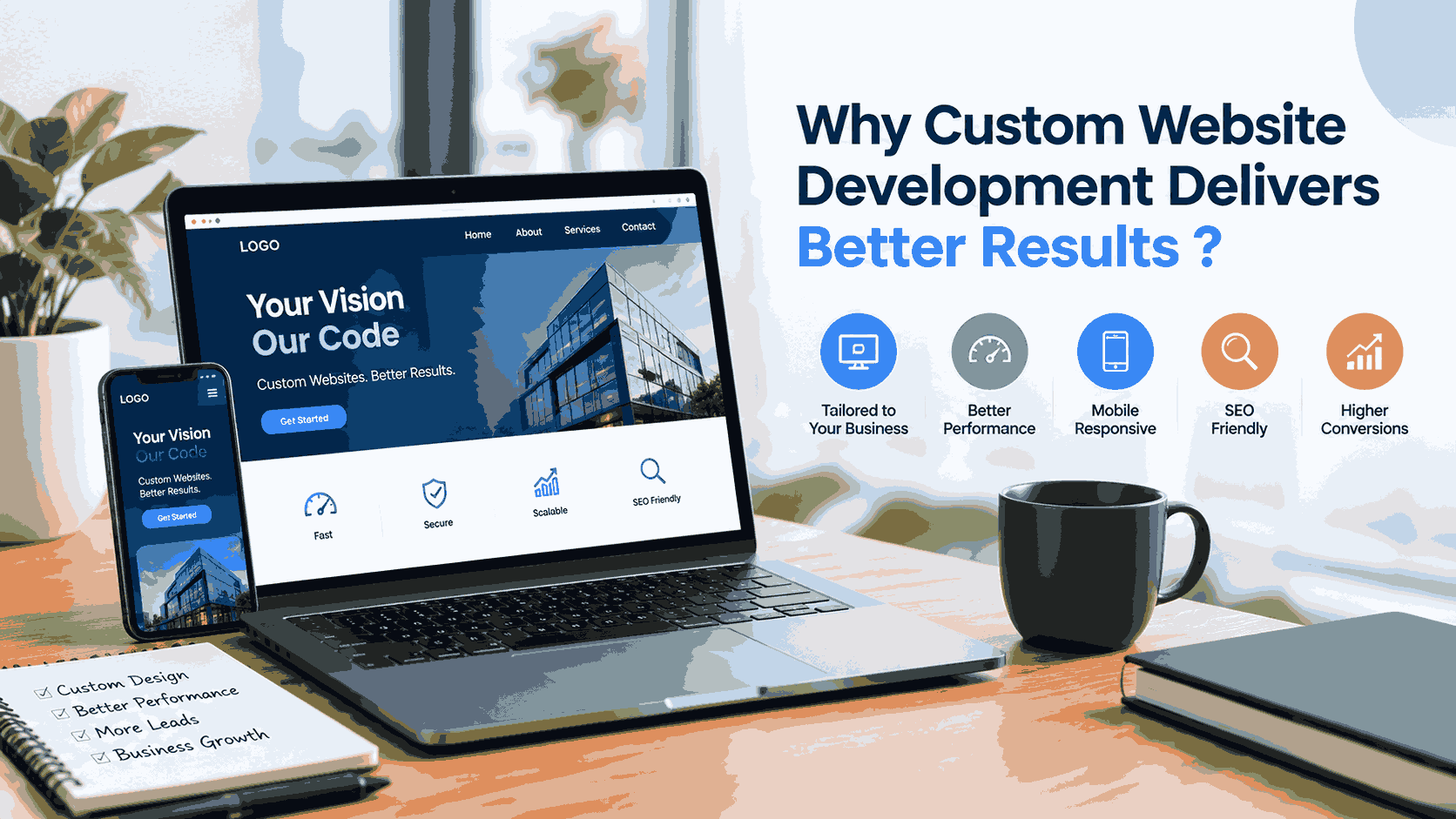 Custom website development for better business performance, user experience, and conversions.
