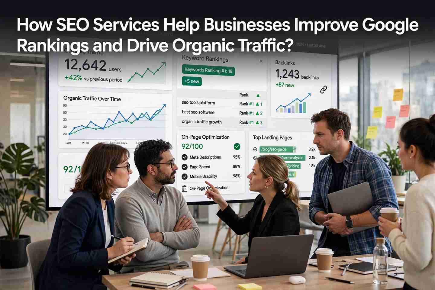give me alt text SEO services helping businesses improve Google rankings, increase organic traffic, and enhance online visibility through keyword optimization and effective search engine optimization strategies.