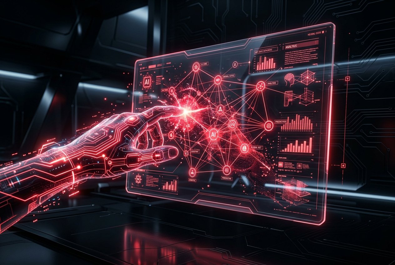 Conceptial Media glowing AI network connections